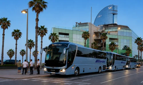 Autocares Bardet ante el hotel W